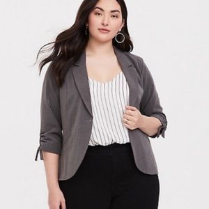 Torrid gray blazer with cinched sleeve